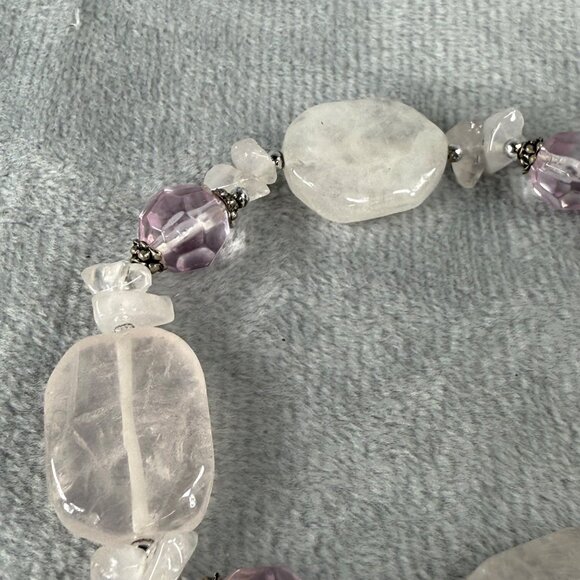 Rose Quartz & Amethyst Color Beaded Stretch Bracelet Women Adjusts - Picture 14 of 16